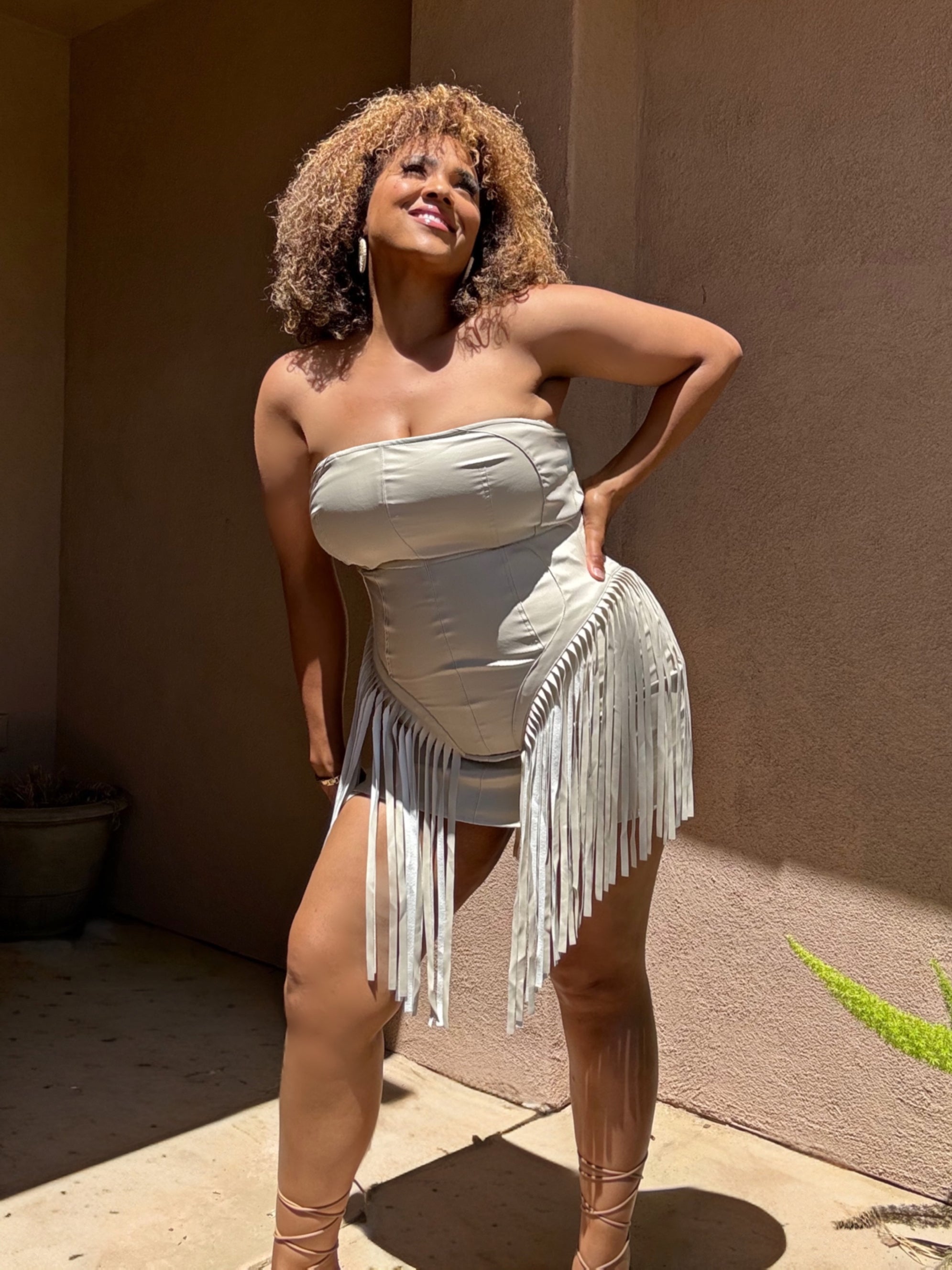 Western Fringe Leather Fest Dress