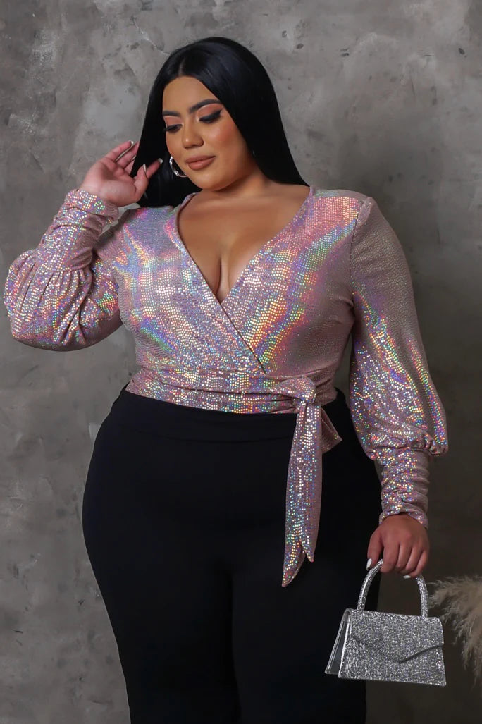 Plus Statement Sparkle Bodysuit Top image 1