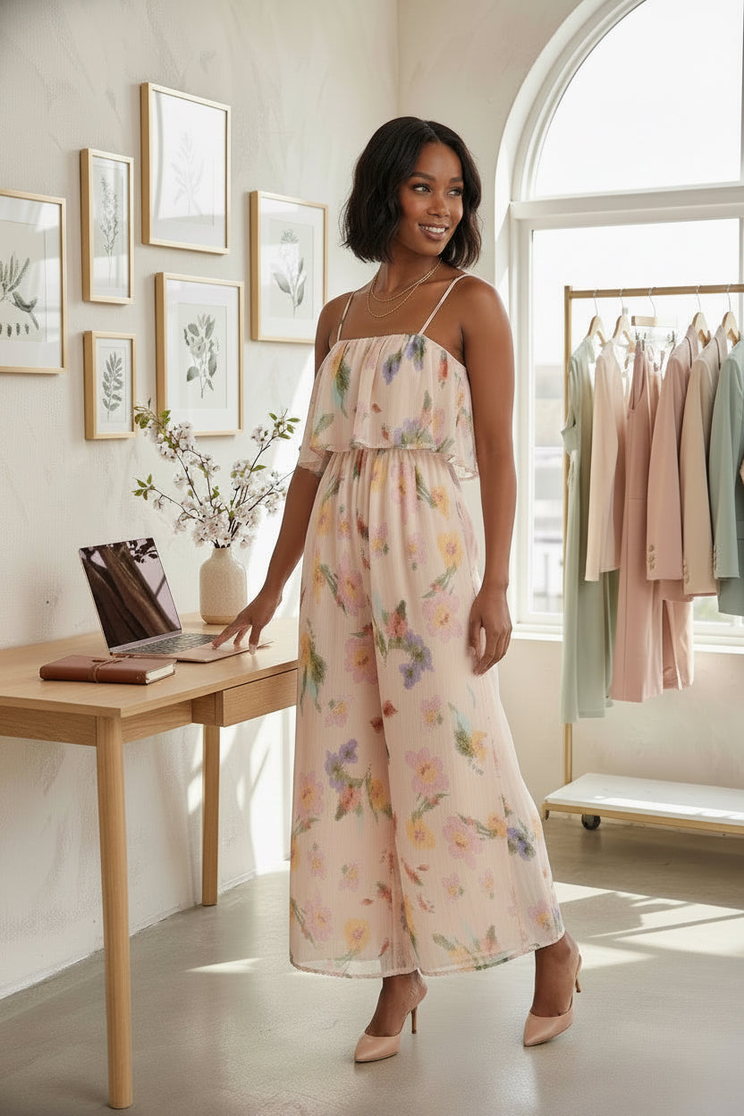 Chiffon Floral Sleeveless Romper image 1