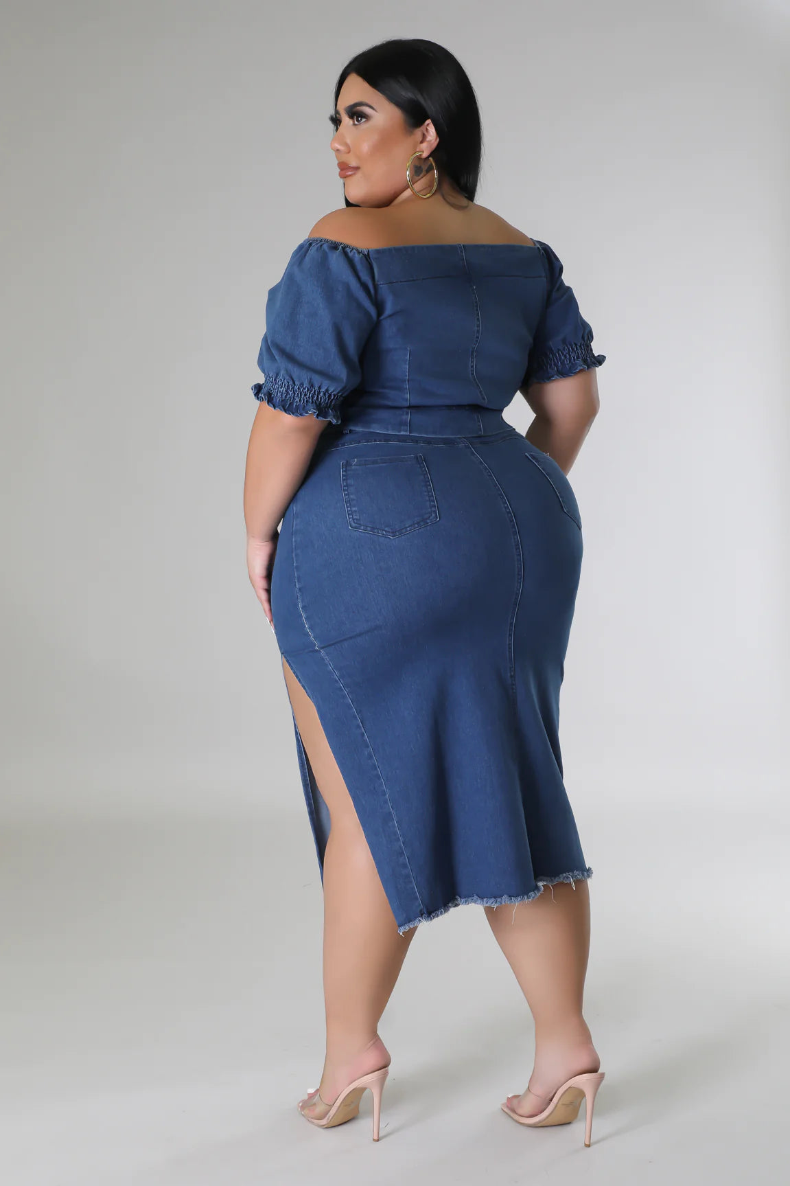 Denim Stretch Skirt Set (Curve) image 4