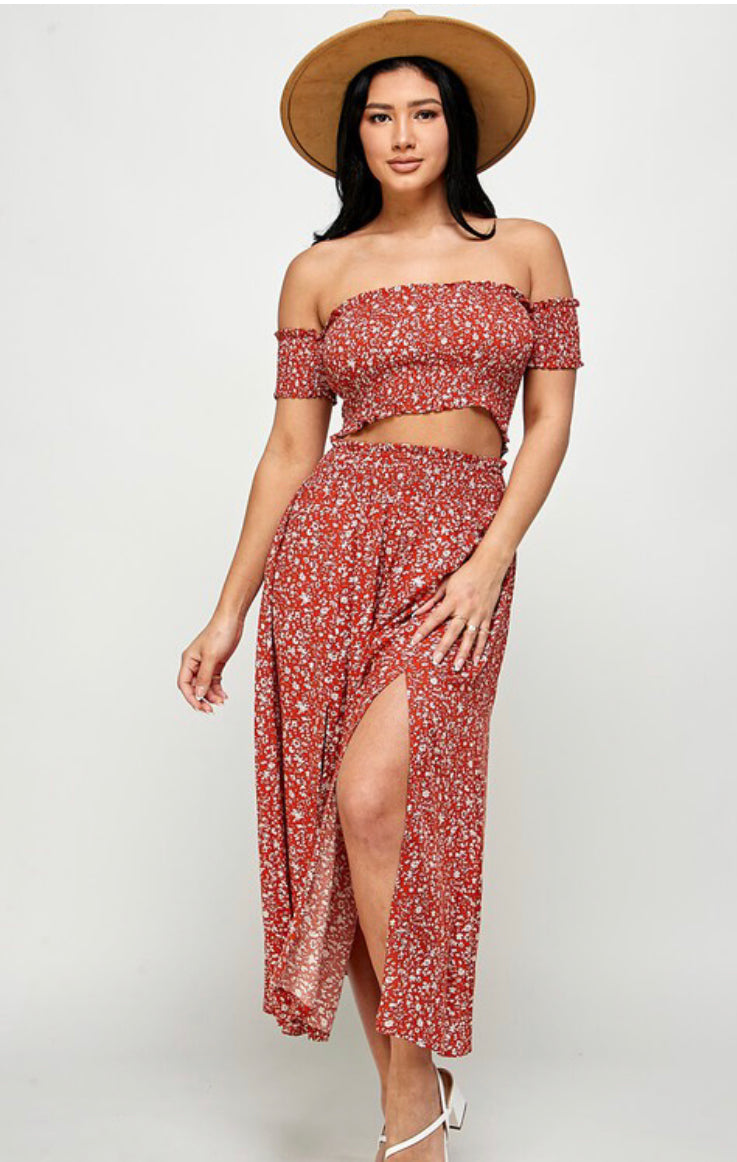 Off Shoulder Crop 2 pc Skirt Set image 0