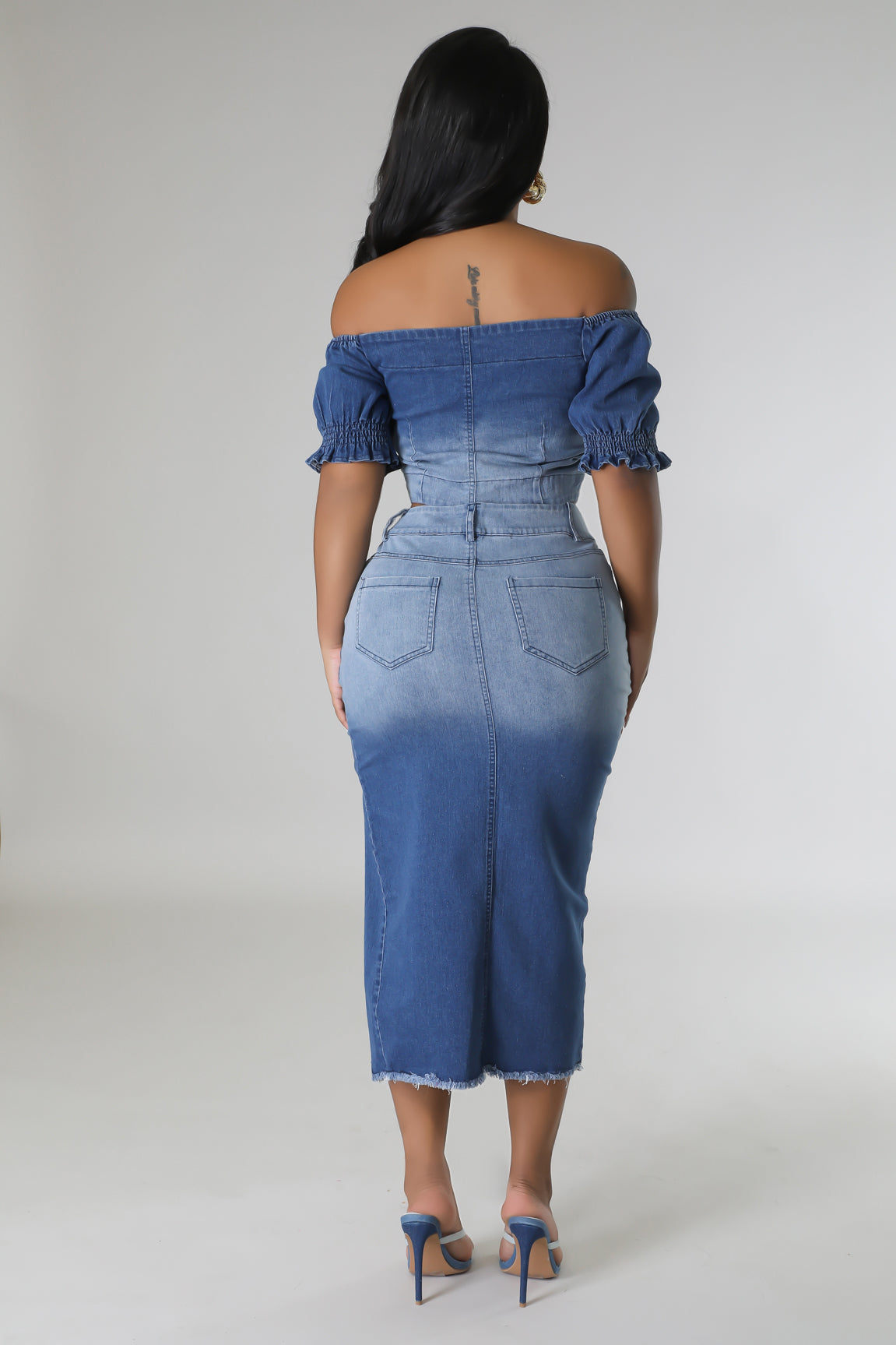 Ombre Denim Skirt Set image 1