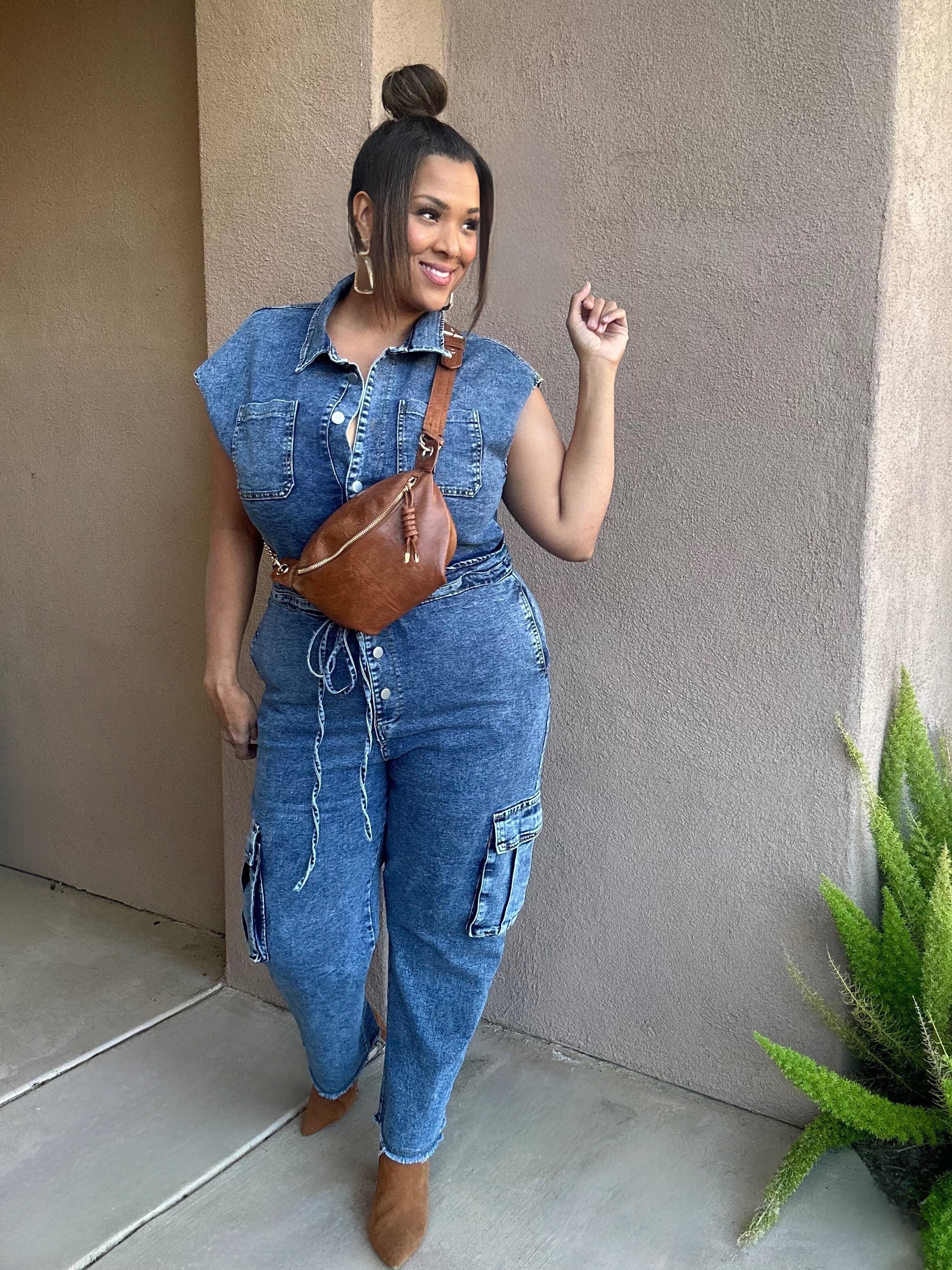 Steppin Out Denim Jumpsuit image 1