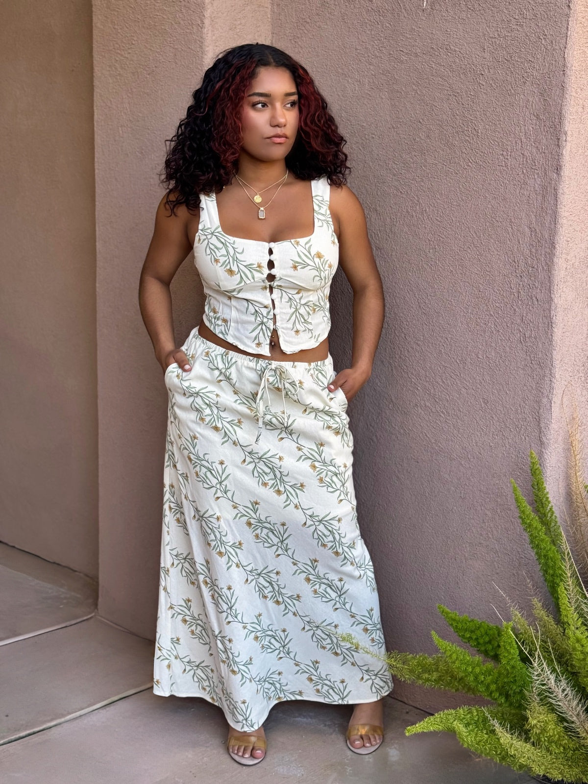 Fresh Bloom Linen Skirt Set image 0