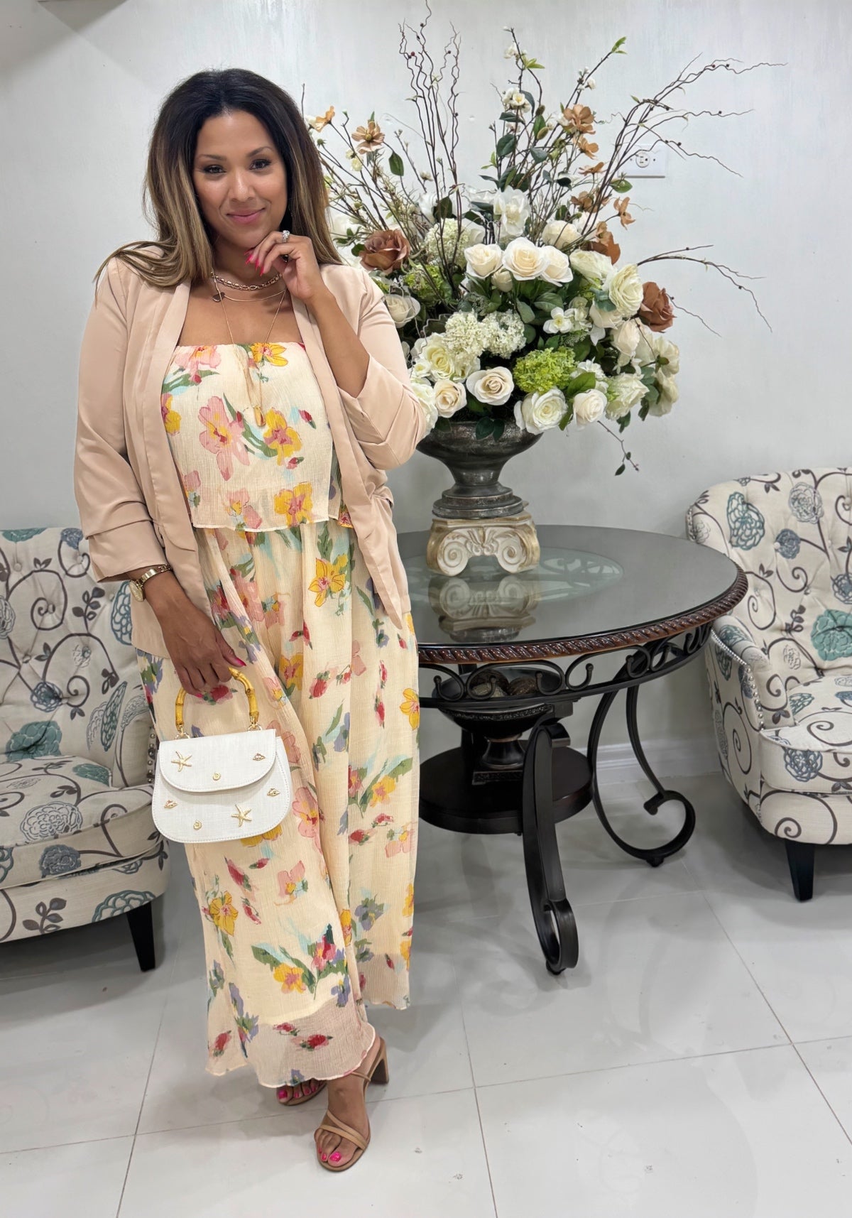 Chiffon Floral Sleeveless Romper image 3