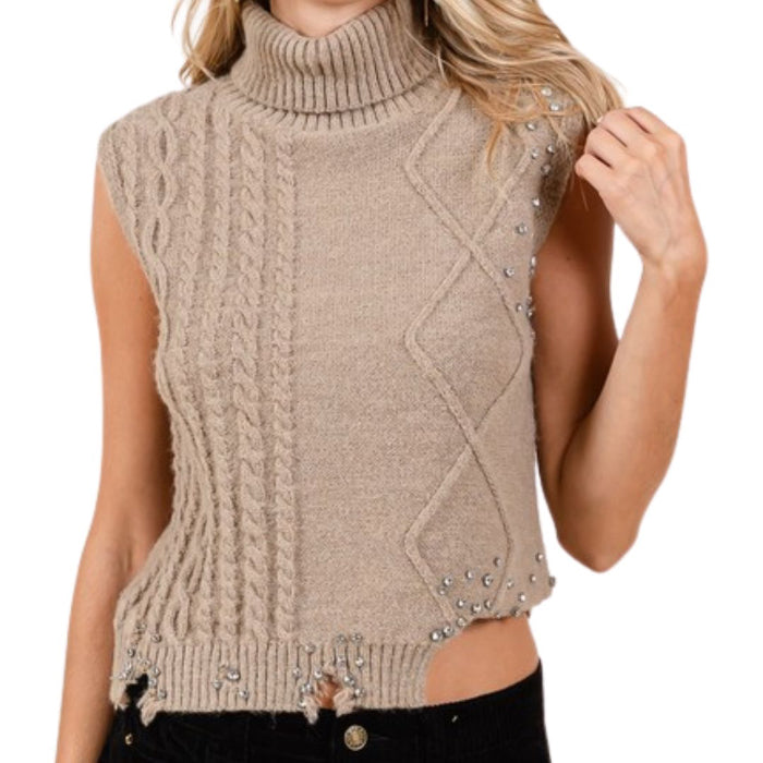 Glam Sweater Knit Turtleneck Vest image 3