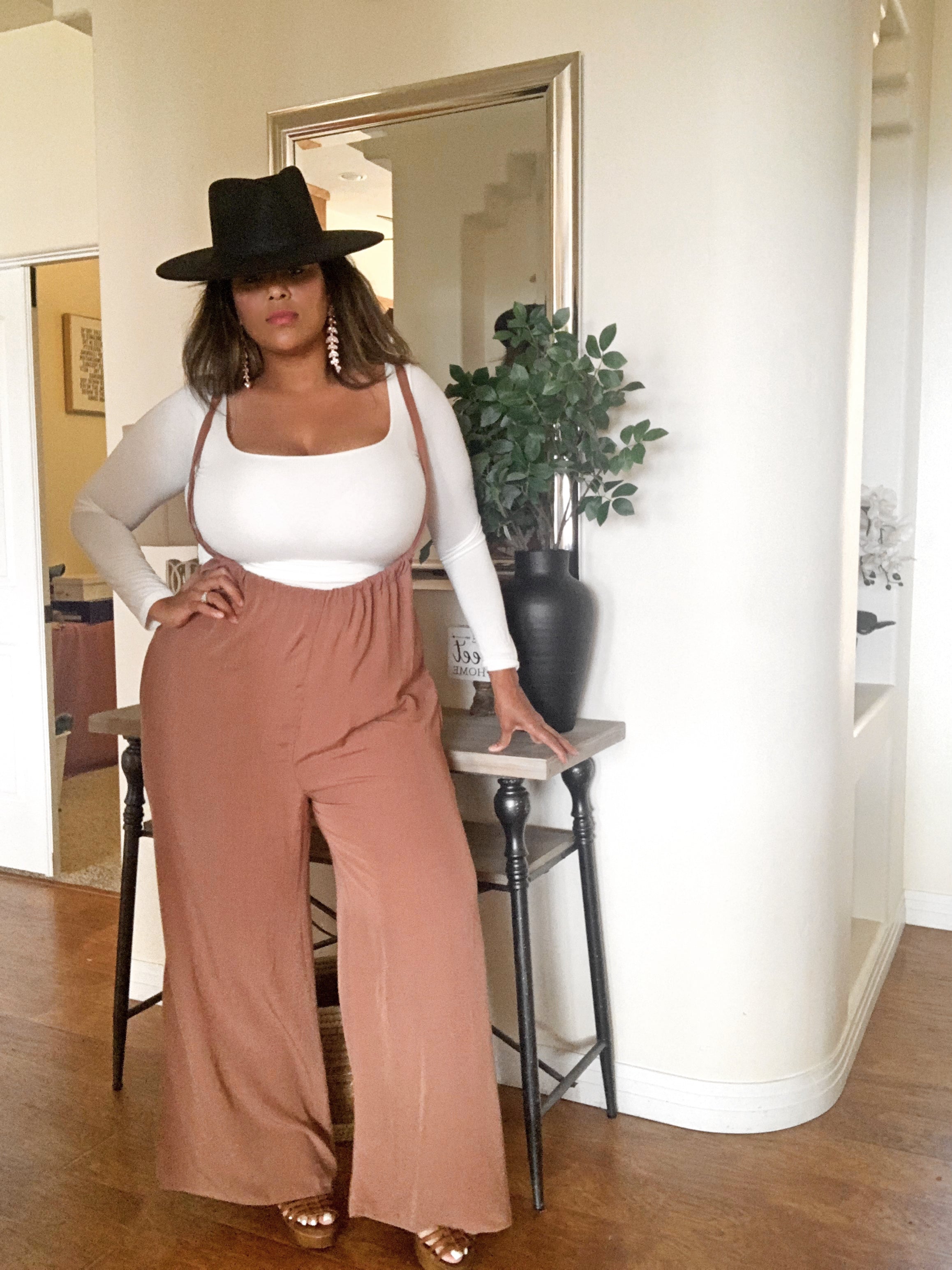 Liza Suspender Jumpsuit - Brown image 3