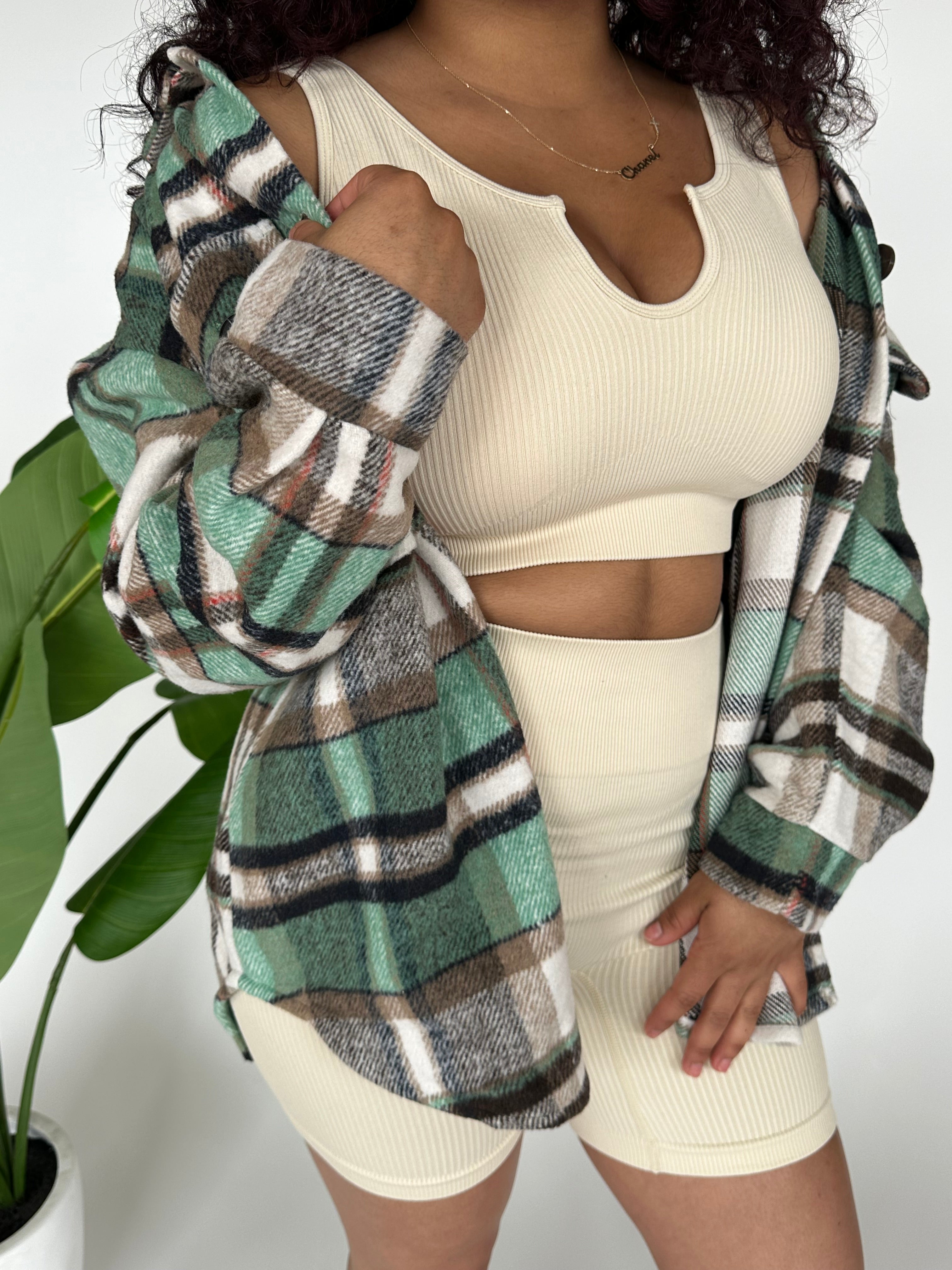 2pc Ribbed Biker Set - Ivory image 1