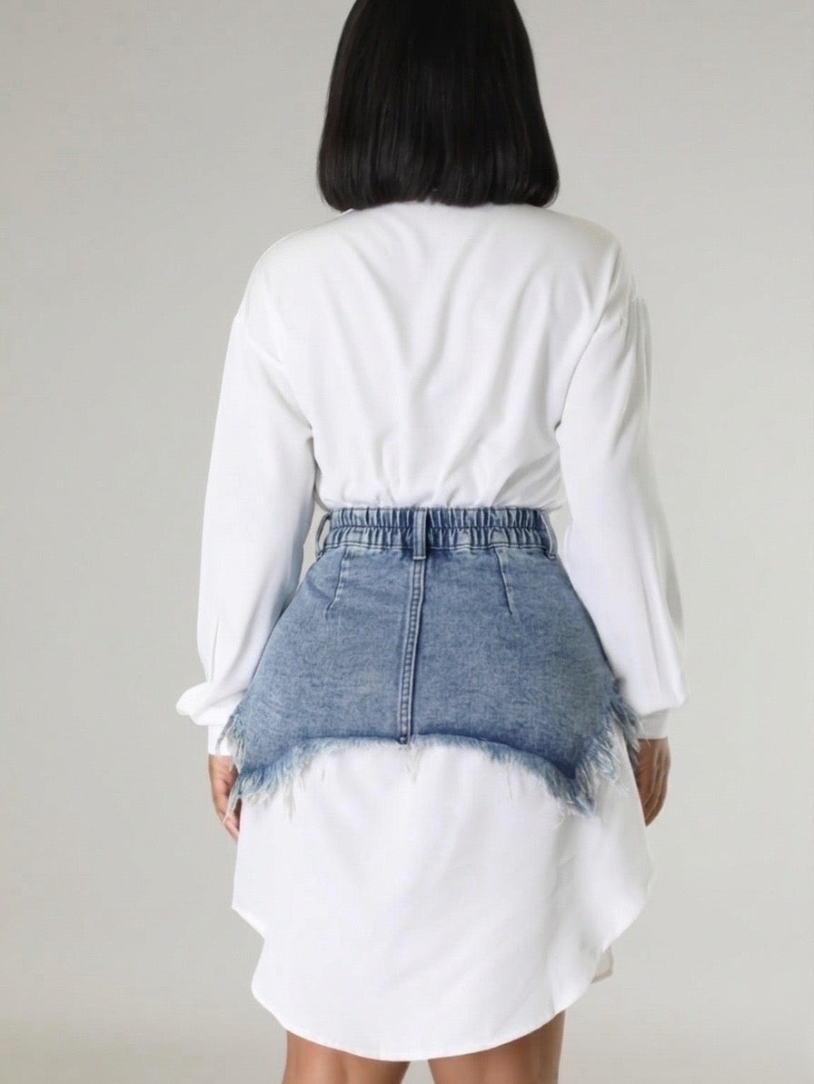 Vestido camisero vaquero con cintura