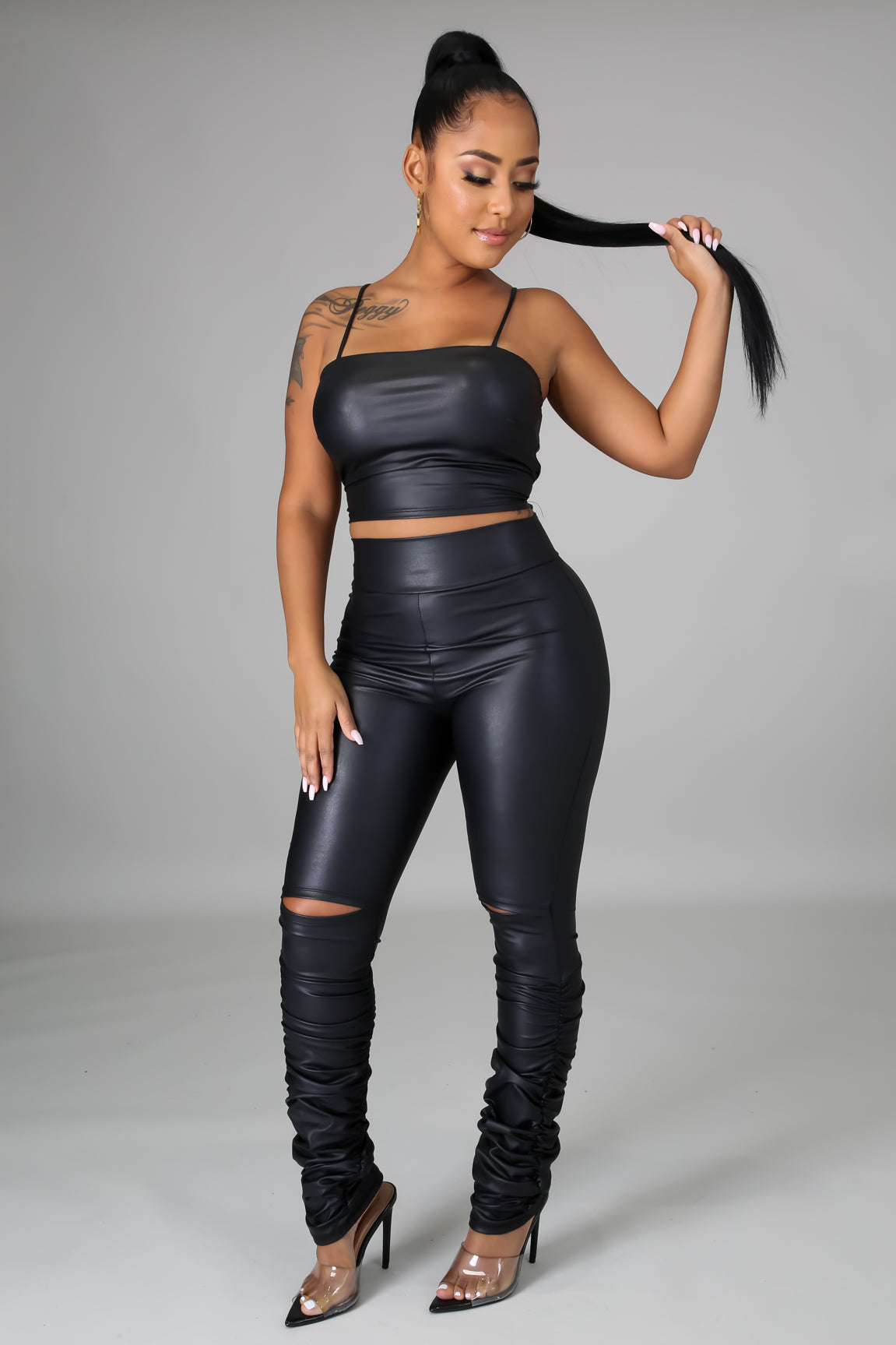 Faux Leather Pant Set image 0