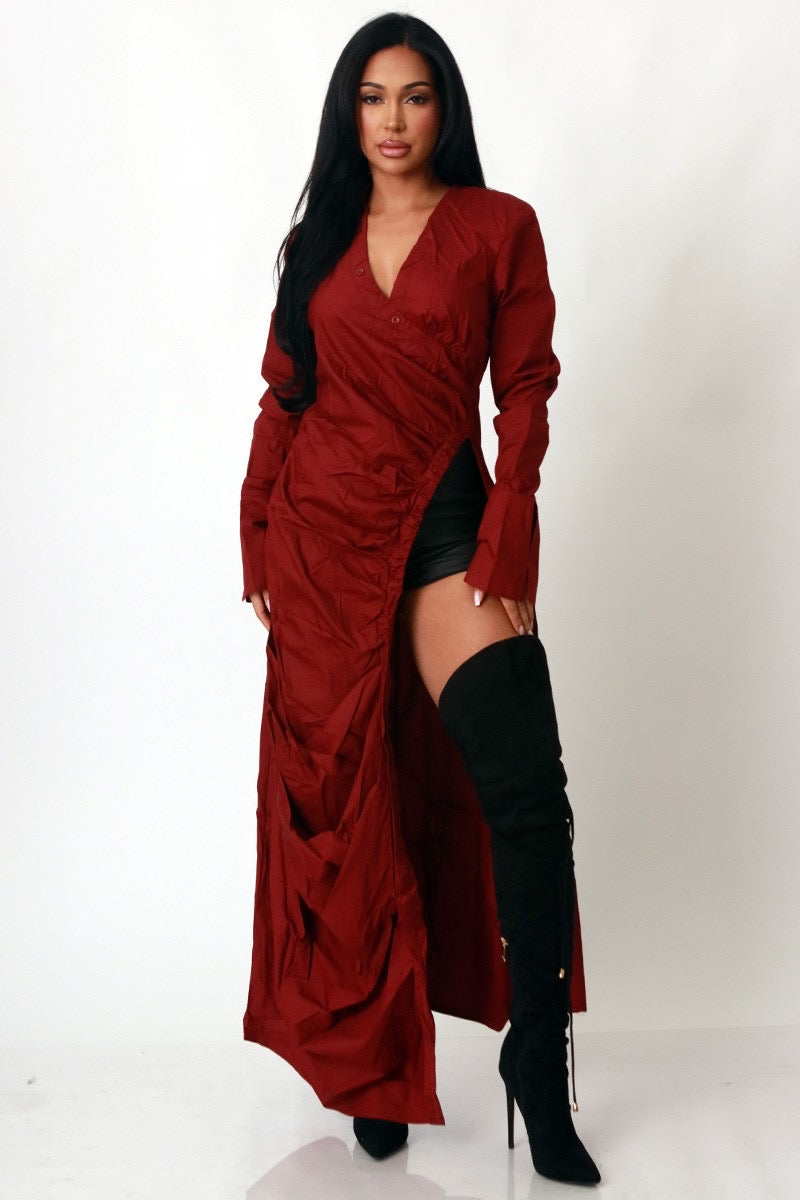 Crimson Edge Draped Top-Dress image 8