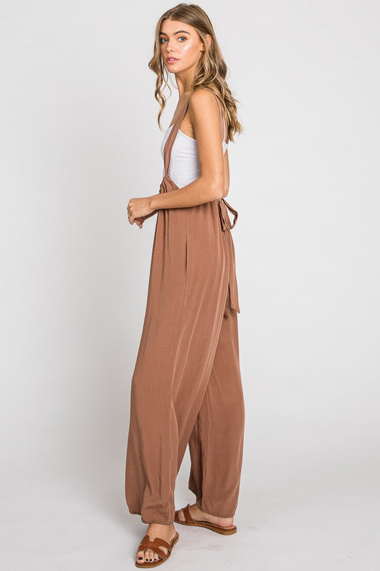 Liza Suspender Jumpsuit - Brown image 7