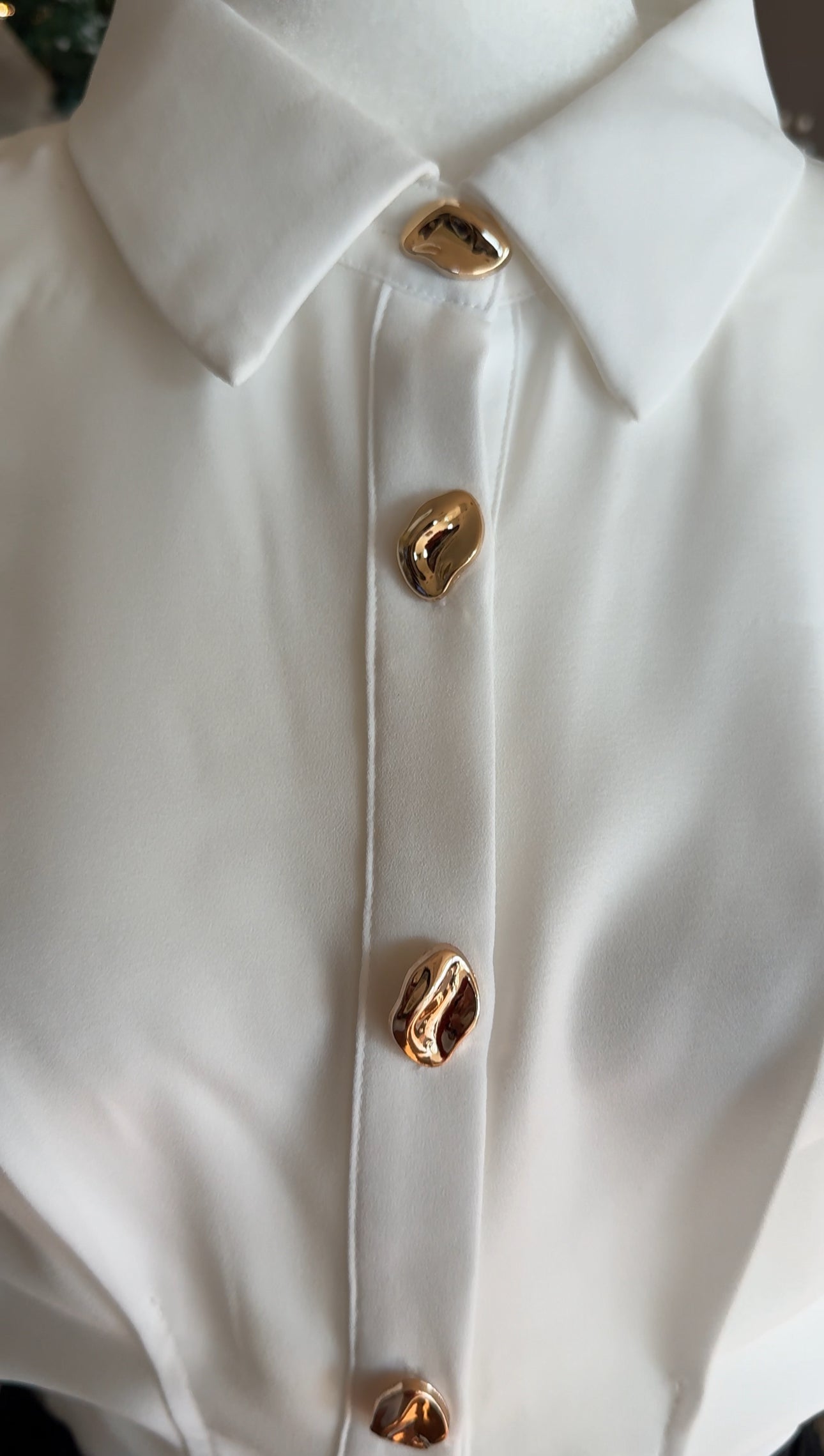 White Satin Tailored Button Down Blouse image 2