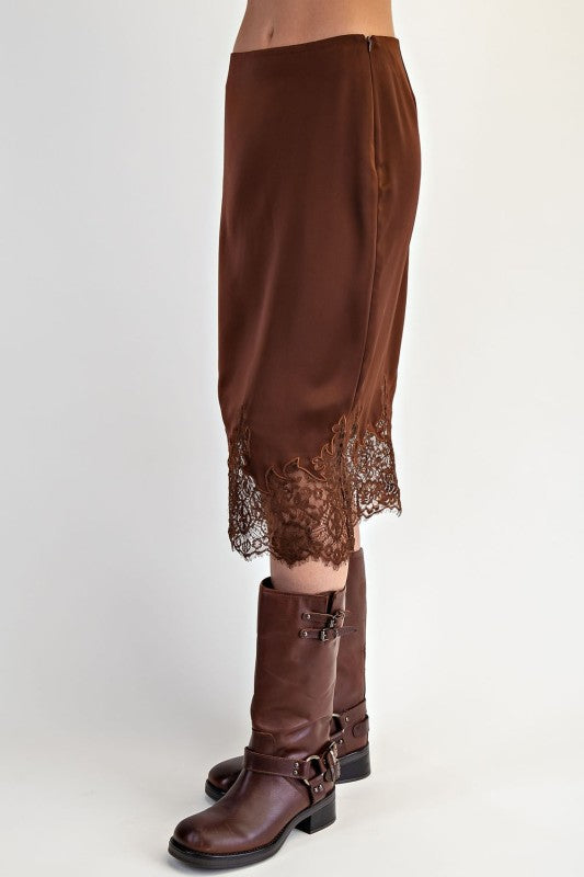 Mocha Whisper Lace Midi Skirt image 5