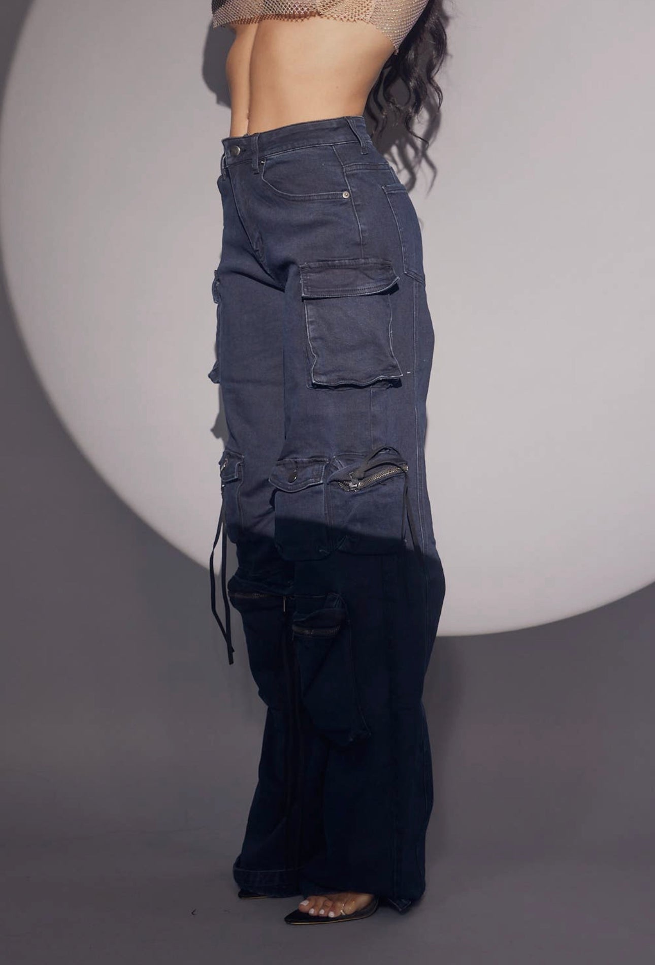 Navy Stretch Cargo Jeans image 5