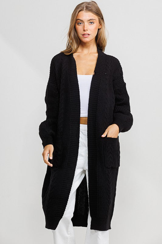 Oversized Chunky Cardigan - Black image 3