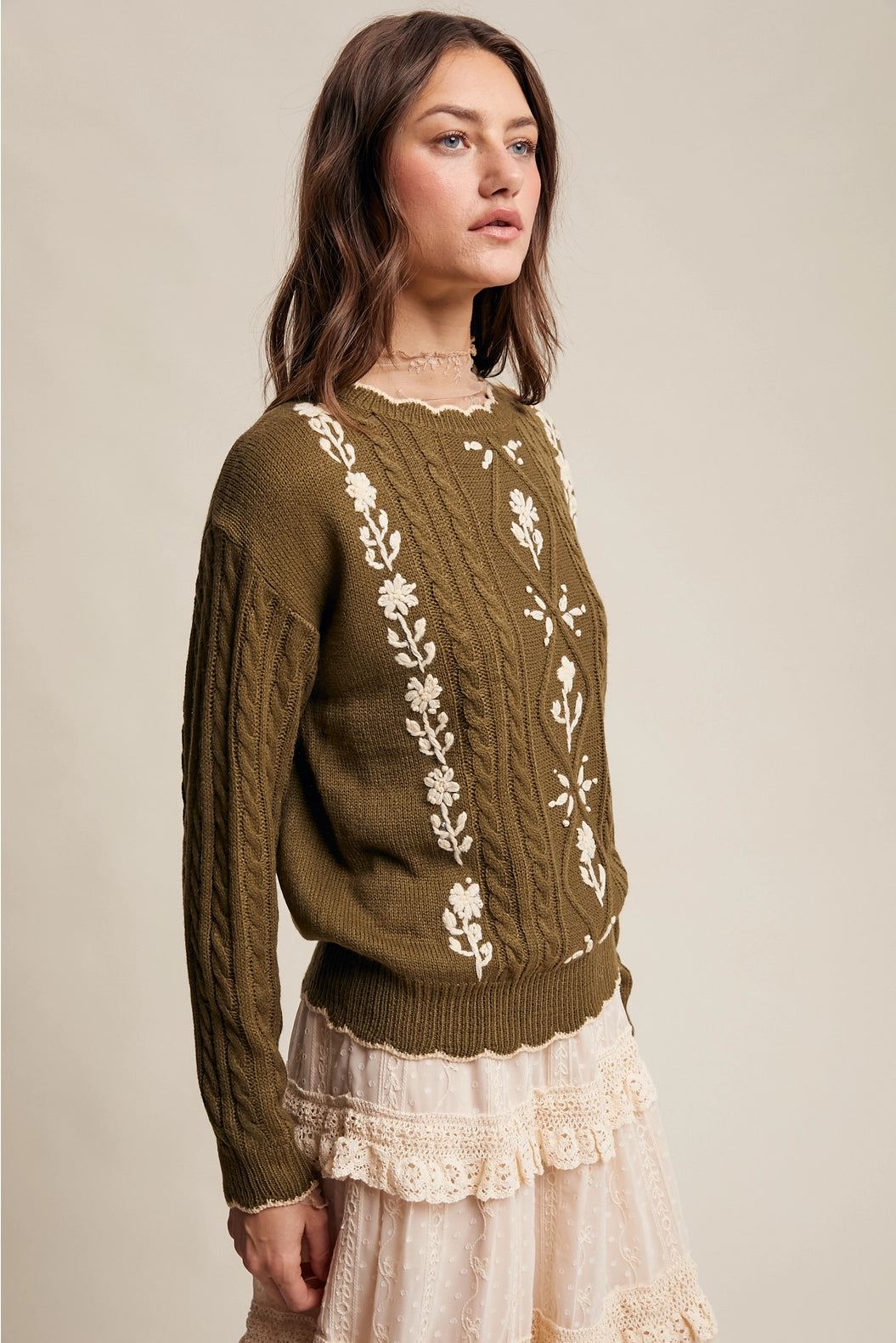 Olive Meadow Embroidered Sweater image 7