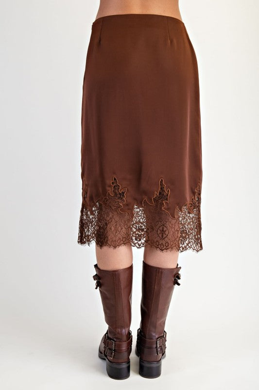 Mocha Whisper Lace Midi Skirt image 6