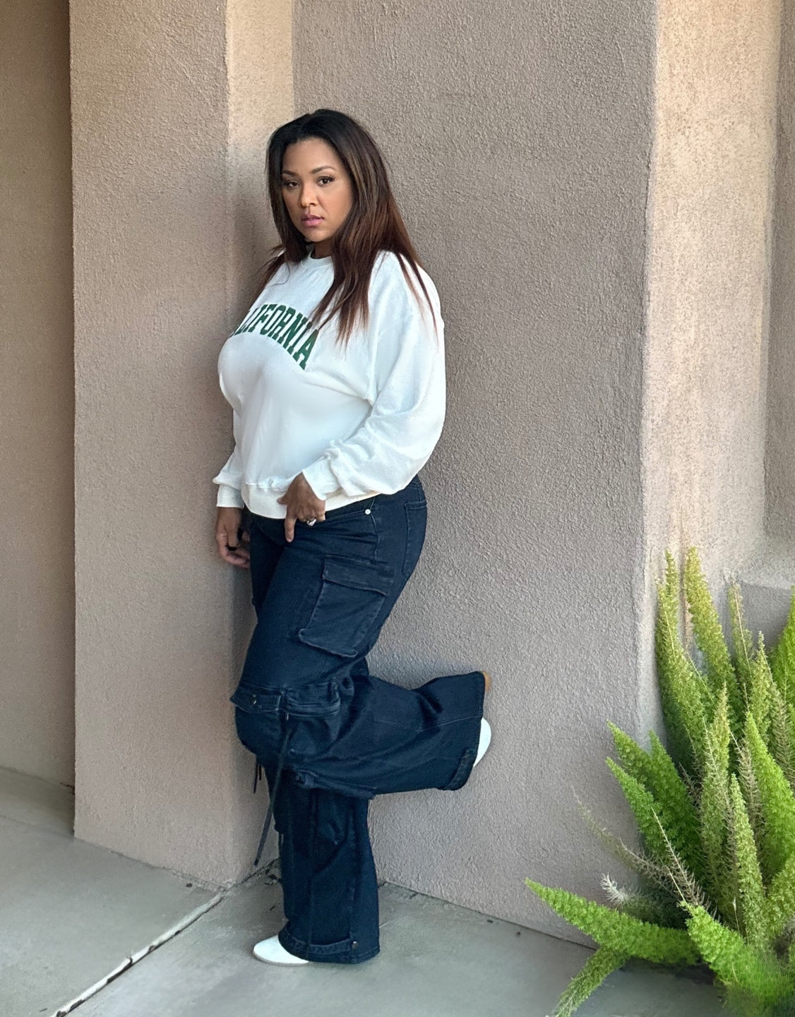 Navy Stretch Cargo Jeans image 8
