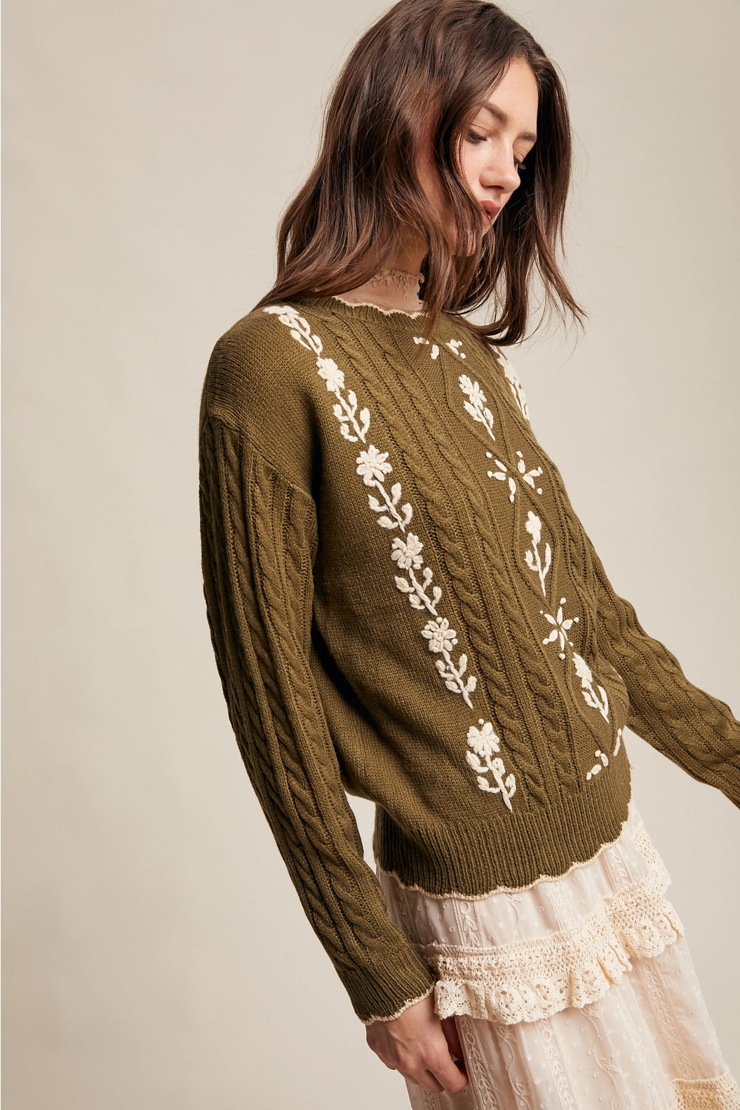 Olive Meadow Embroidered Sweater image 9