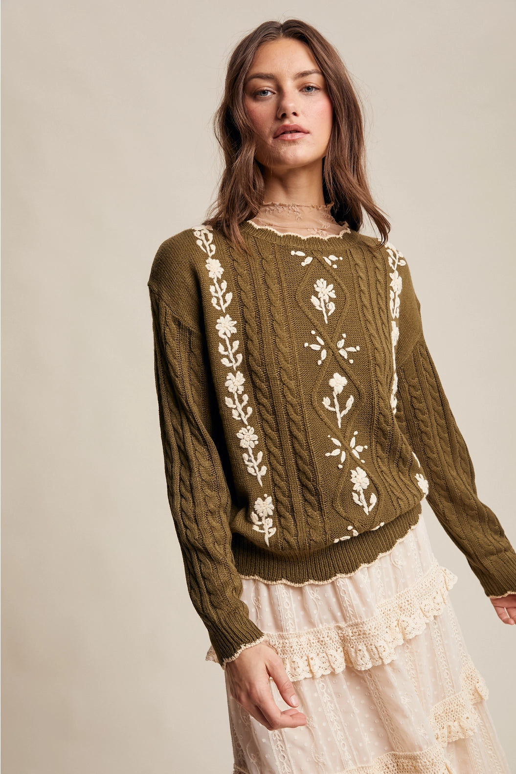 Olive Meadow Embroidered Sweater image 5