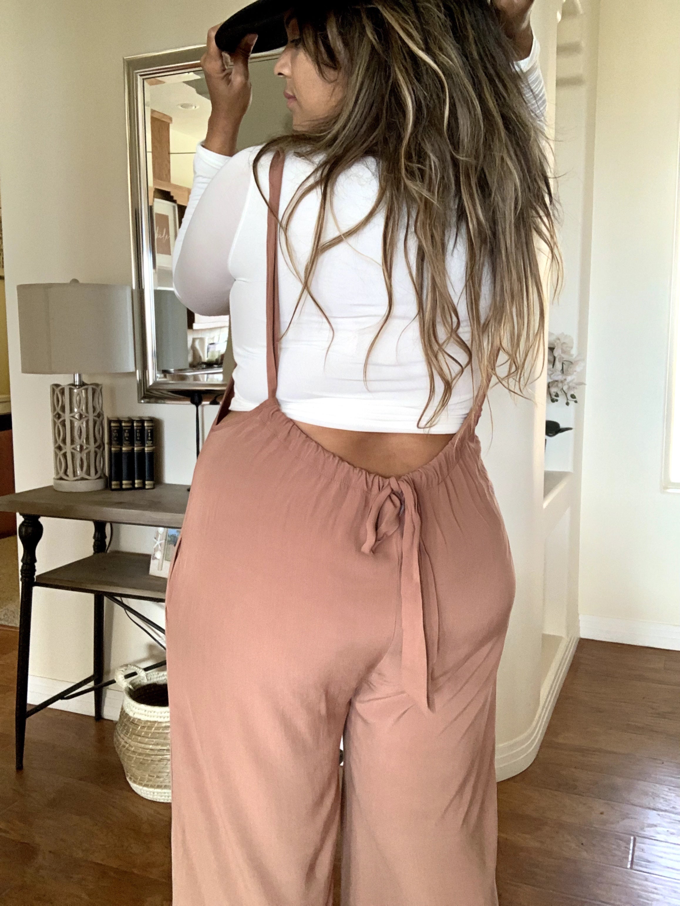 Liza Suspender Jumpsuit  - Brown image 1