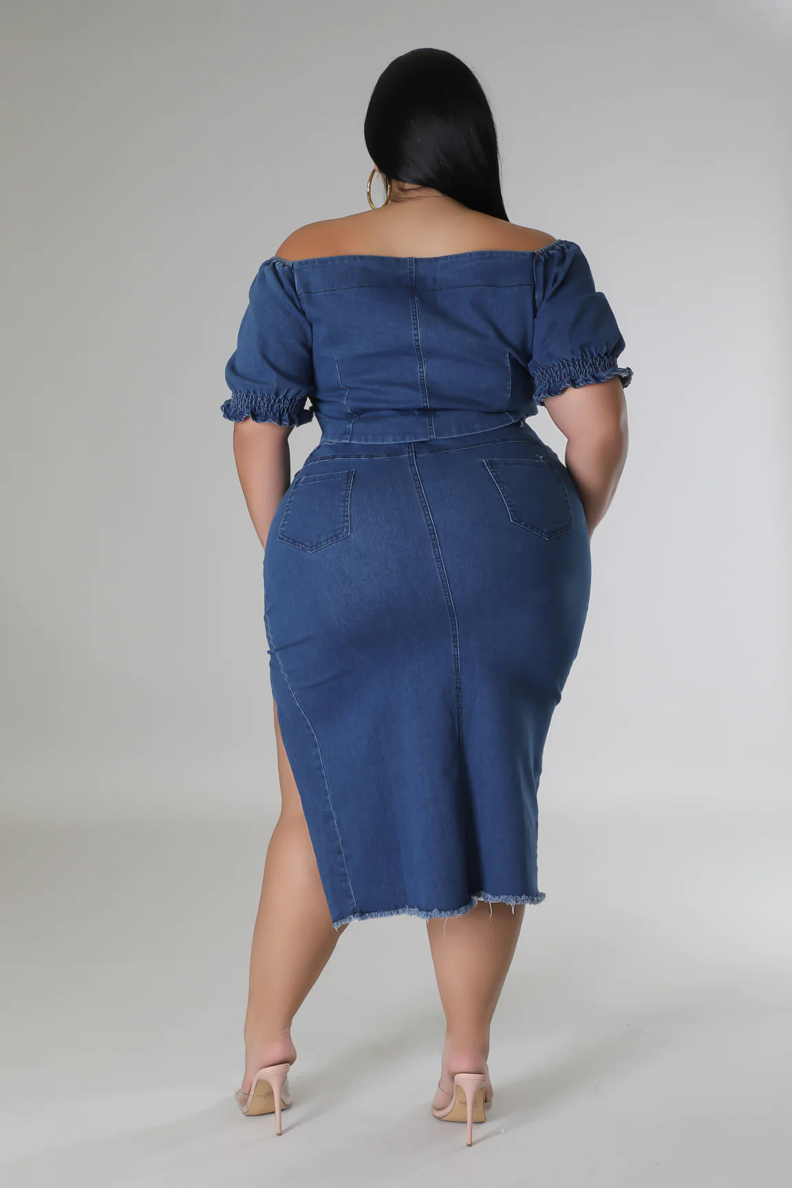 Denim Stretch Skirt Set (Curve)  image 1
