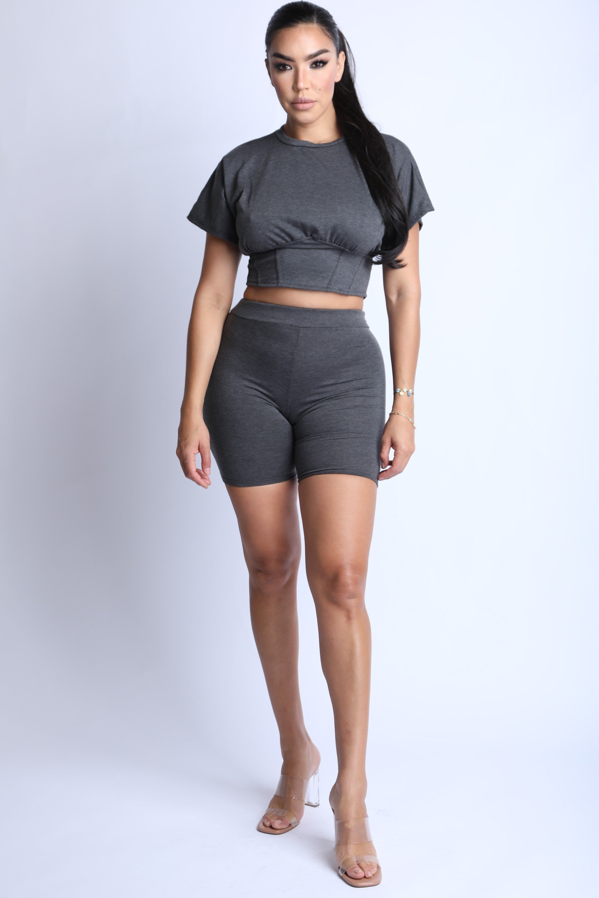 Unbothered Biker Set -Charcoal image 0