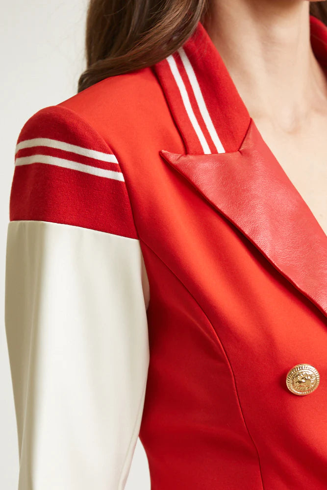 Out the Park Faux Leather Varsity Blazer image 8
