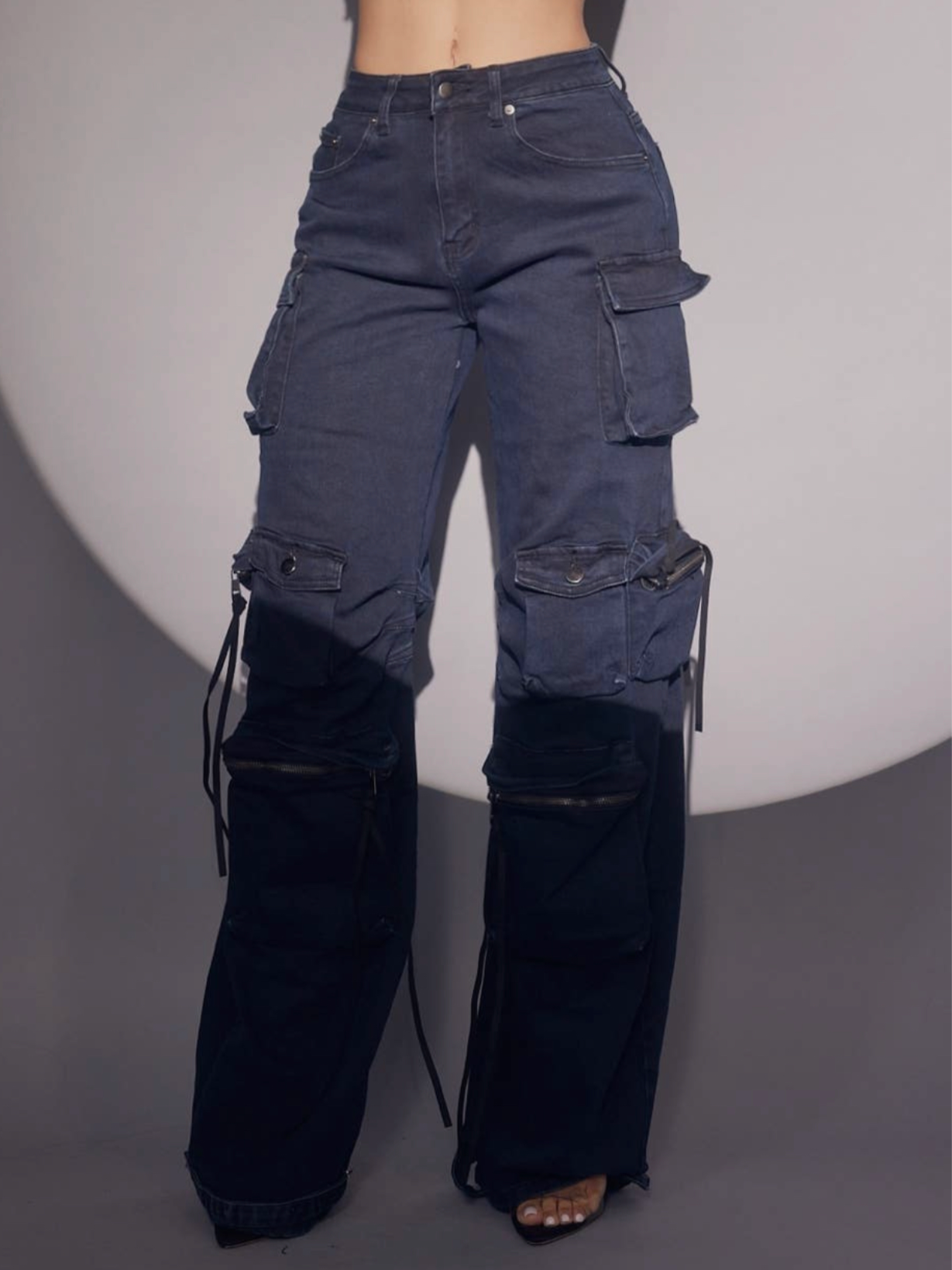 Navy Stretch Cargo Jeans image 1