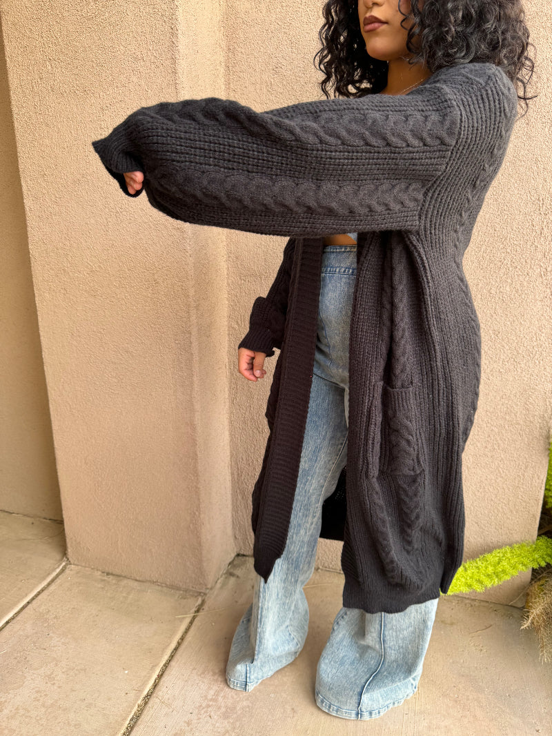 Oversized Chunky Cardigan - Black image 2
