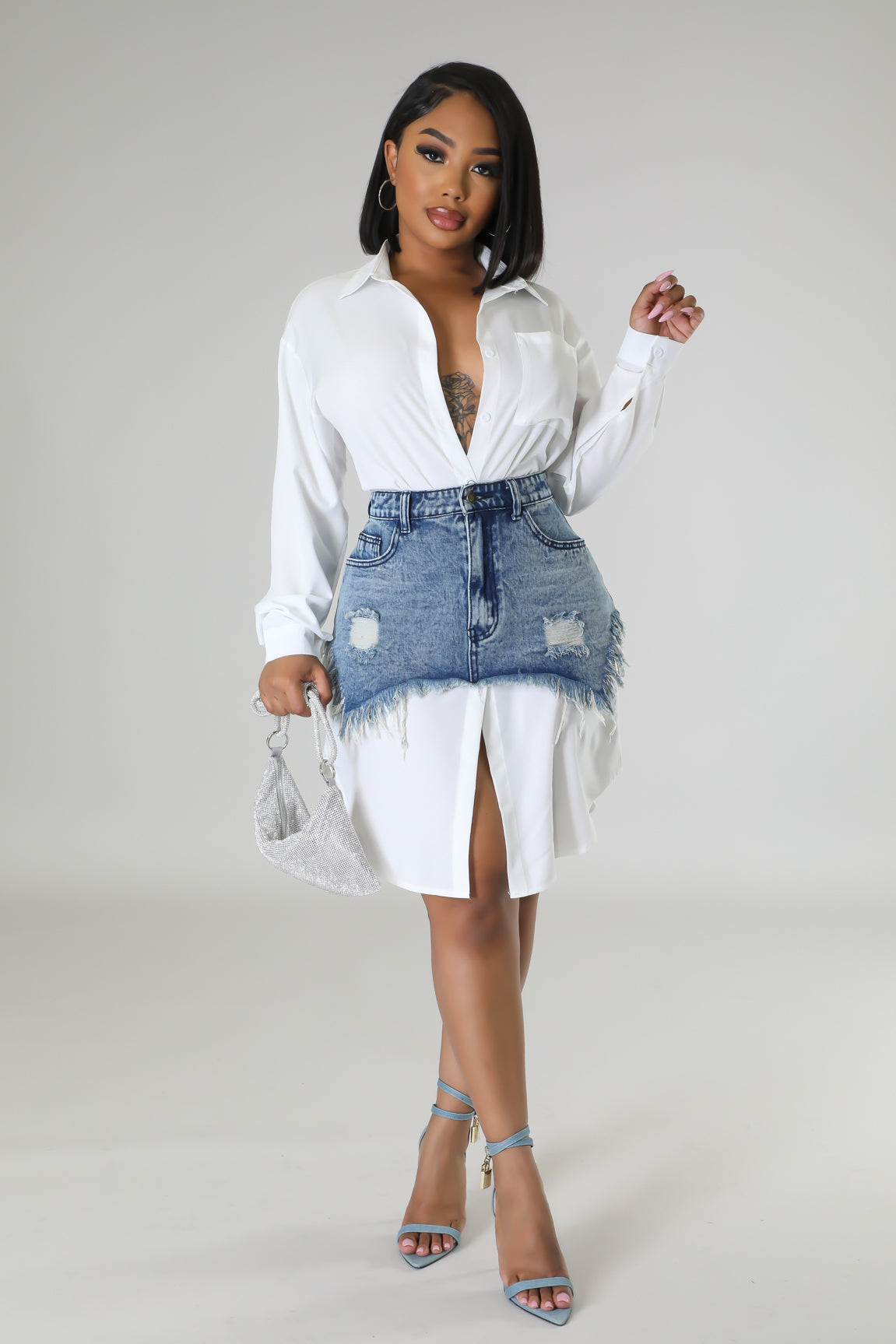 Denim Waist Shirt Dress image 3