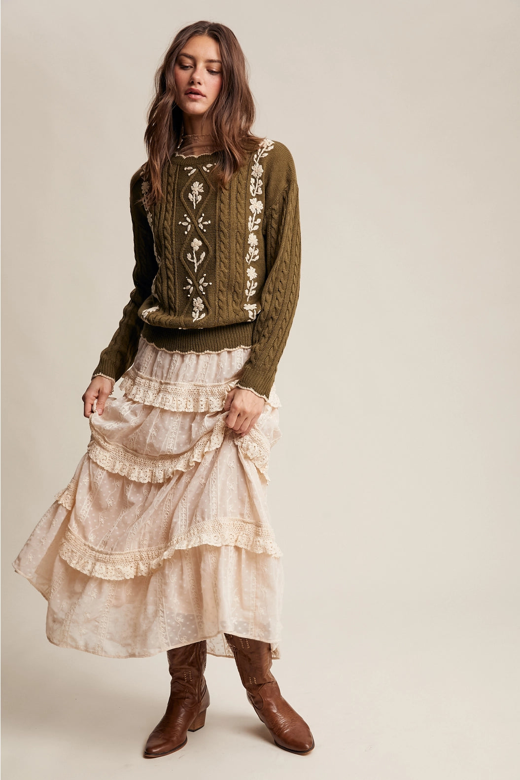 Olive Meadow Embroidered Sweater image 8