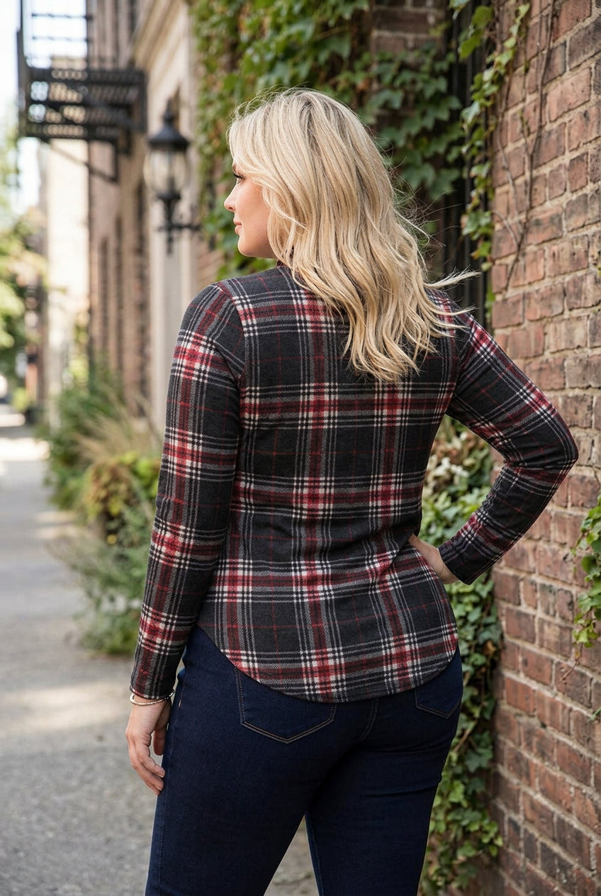Plaid Vibes Long Sleeve Top image 2