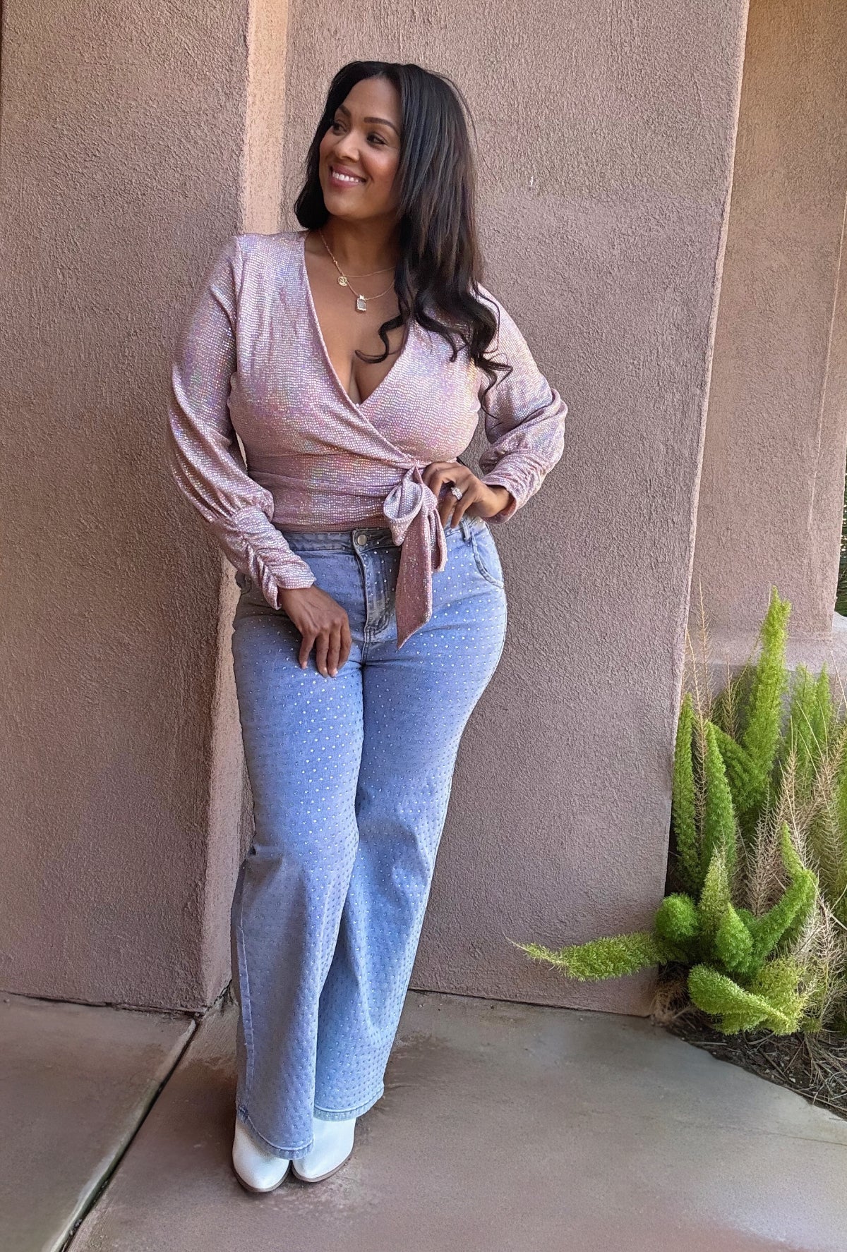Vaqueros vaqueros acampanados Denim Glam de tallas grandes