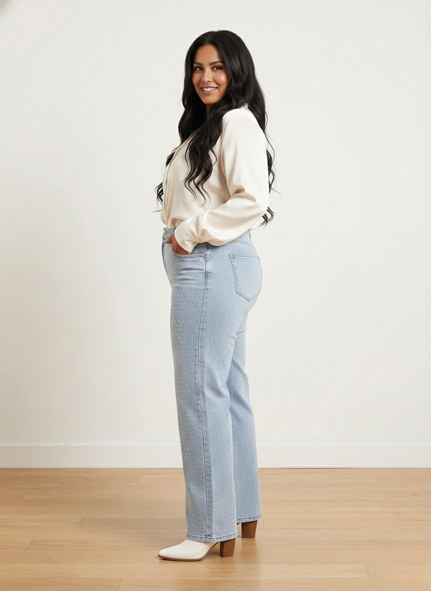 Vaqueros vaqueros acampanados Denim Glam de tallas grandes